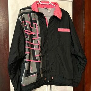 Nike vintage grey tag jacket black pink wind breaker coat 90’s, Large